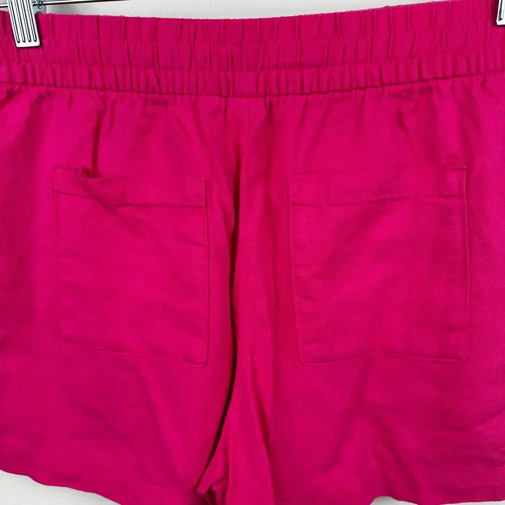 GAP Pull On Utility Shorts Linen Blend Royal Fuchsia Small Coastal Beach Resort